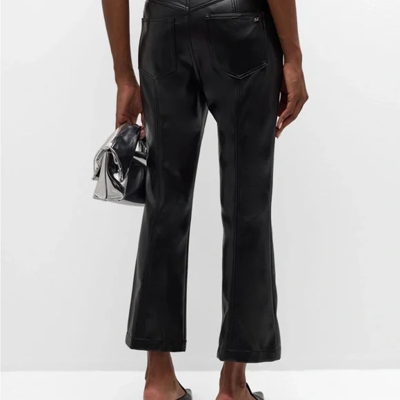 Cinq a Sept Wallace Faux Leather Bootcut Ankle Pants Black Size 4